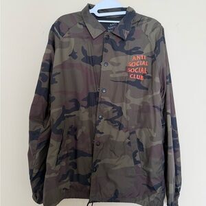 Anti Social Social Club Camo Windbreaker with Orange Logo